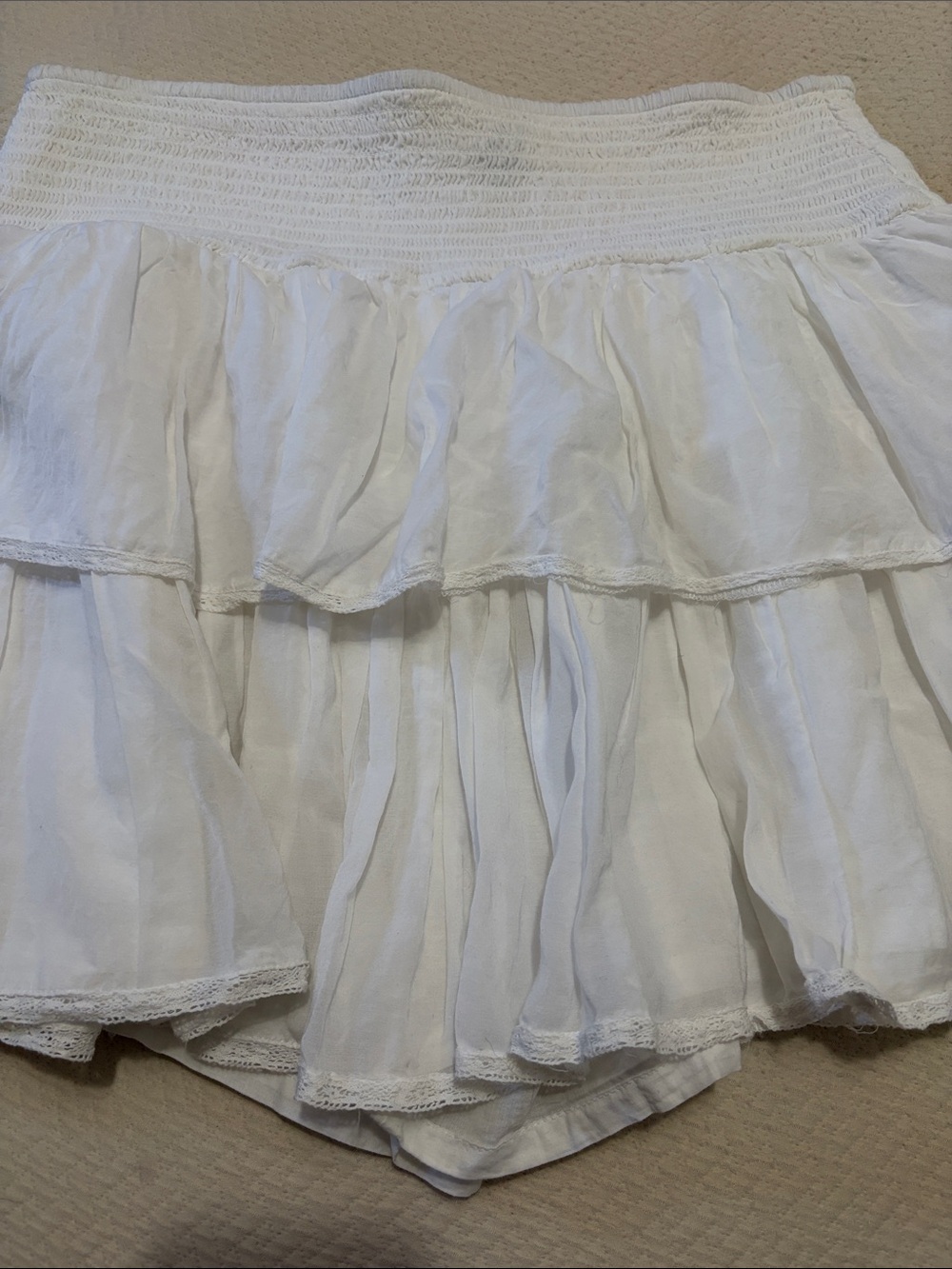 American Eagle White Tiered Ruffle Women's Skirt